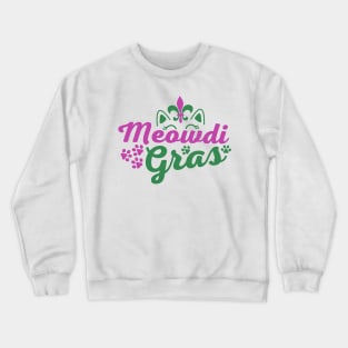Meowdi Gras Cute Kitten Cat  Funny Mardi Gras Carnival Crewneck Sweatshirt